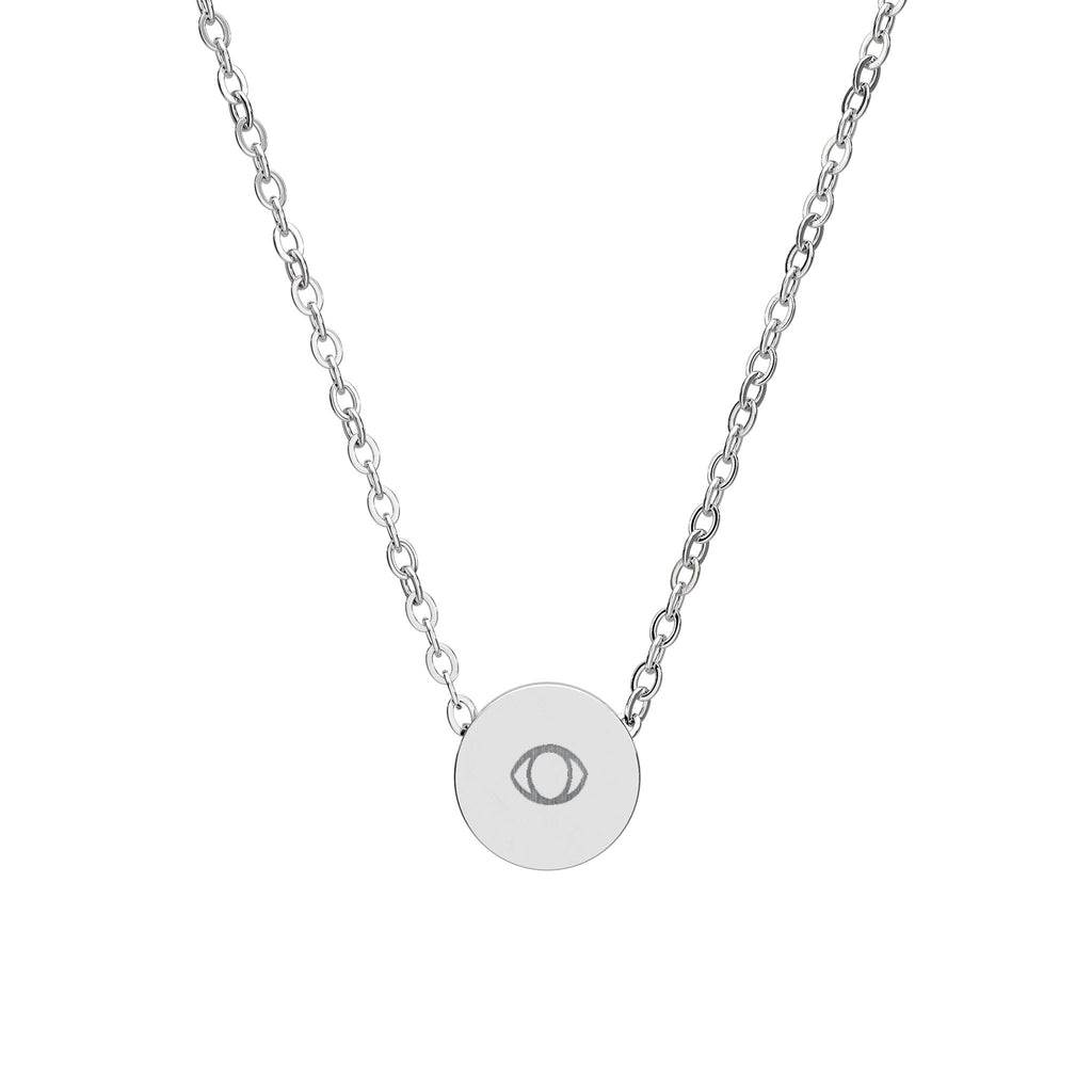 Mini Engraved Circle Necklace – Eye Disc Pendant in Gold