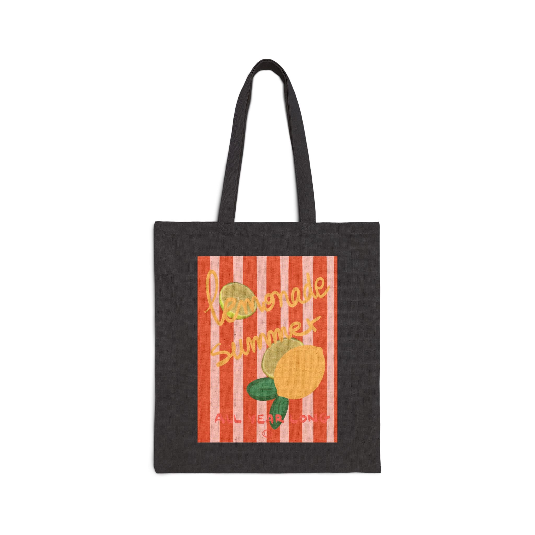 Lemon Summer Canvas Tote — Retro Citrus Market Bag