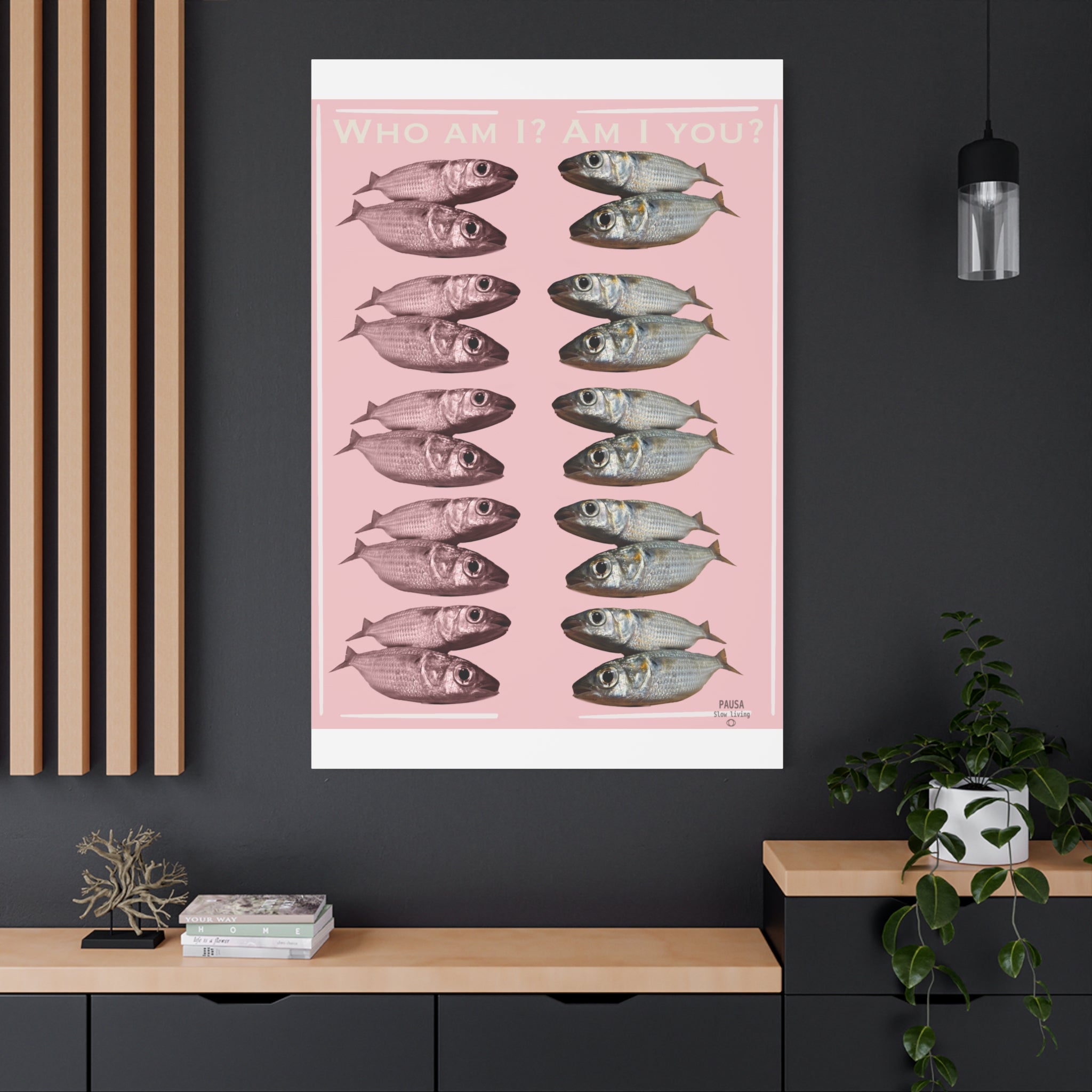 Fish Gallery Canvas Print — "Who Am I? Am I You?" Pink Wall Art