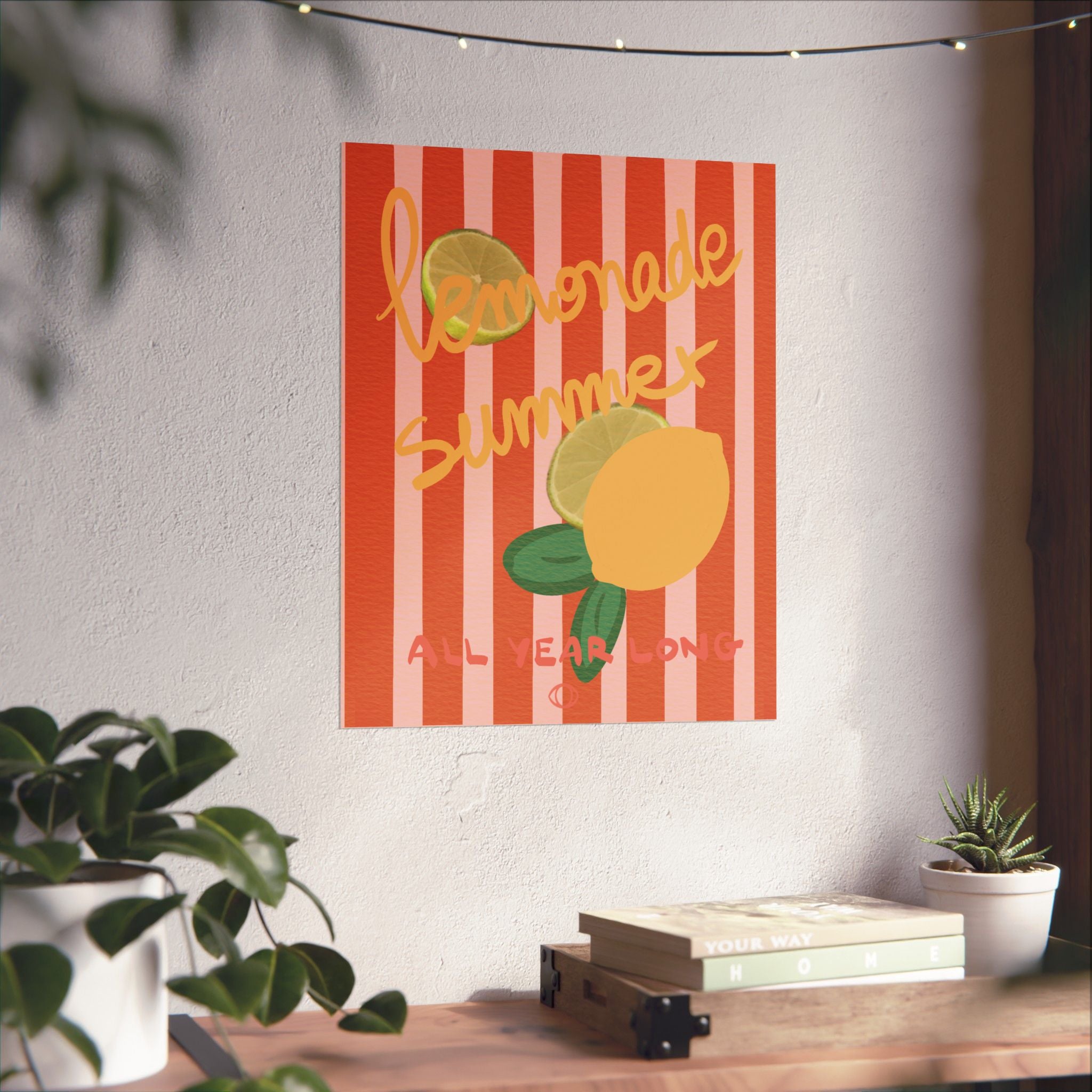 Lemonade Summer Matte Vertical Poster — 'Lemonade Summer All Year Long' Citrus Wall Art