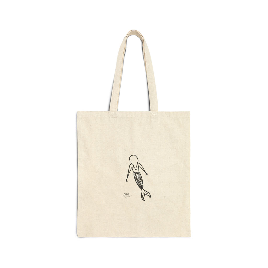 Tote Bag — Minimalist Mermaid "PAUSA Slow Living" Canvas Tote