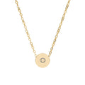 Mini Engraved Circle Necklace – Eye Disc Pendant in Gold