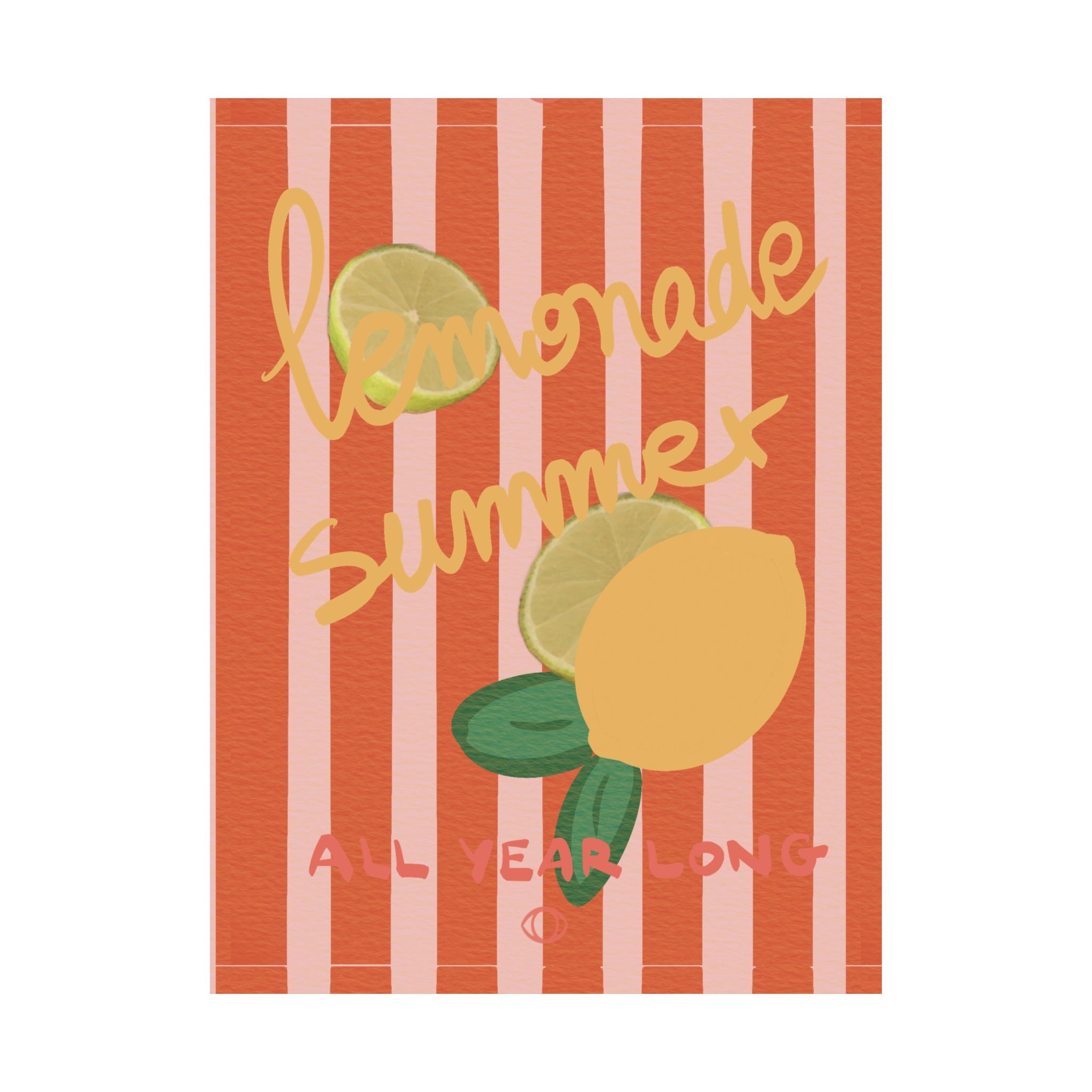 Lemonade Summer Matte Vertical Poster — 'Lemonade Summer All Year Long' Citrus Wall Art