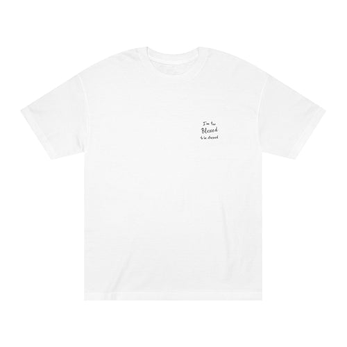 Blessed Tee — "I'm Too Blessed to Be Stressed" Minimal Religious Graphic Tee