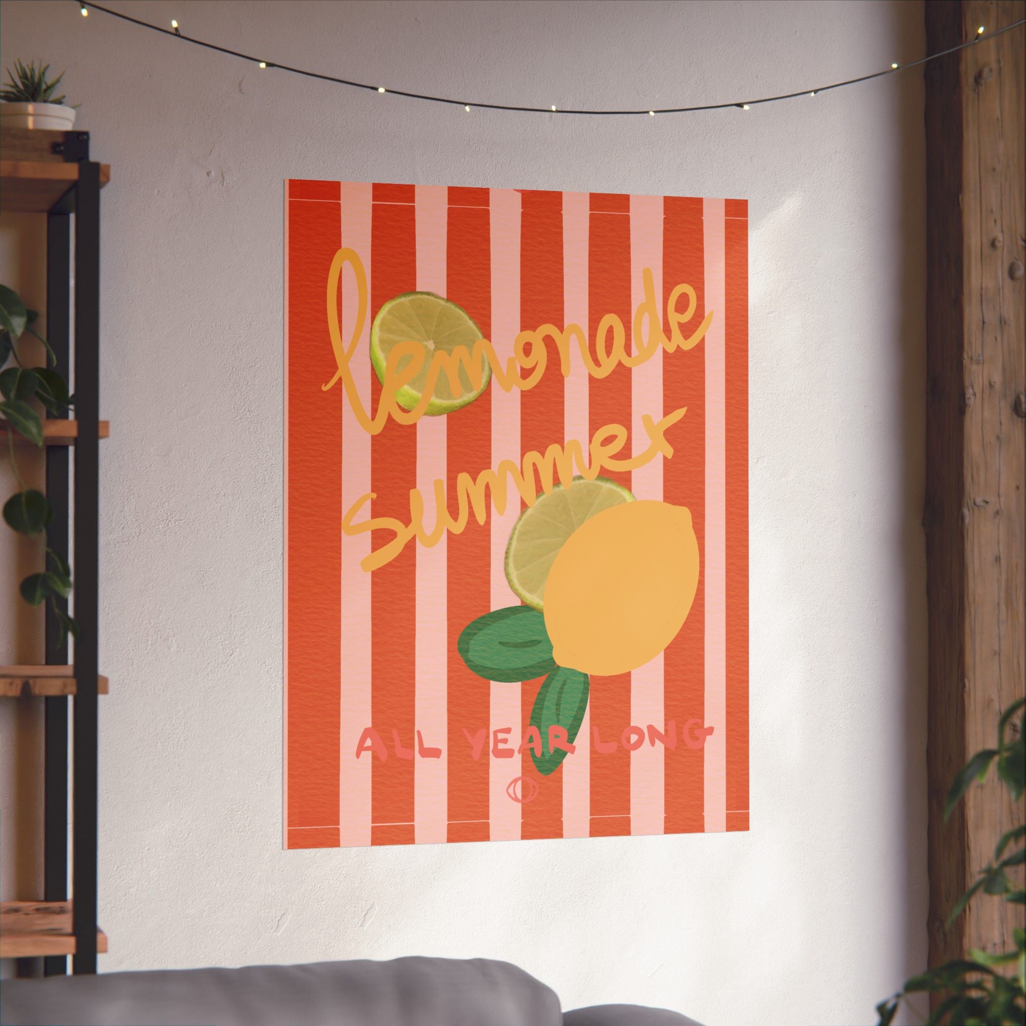 Lemonade Summer Matte Vertical Poster — 'Lemonade Summer All Year Long' Citrus Wall Art